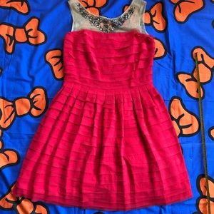 Rene Derhy Watermelon Pink Layer Cake Dress Size Medium